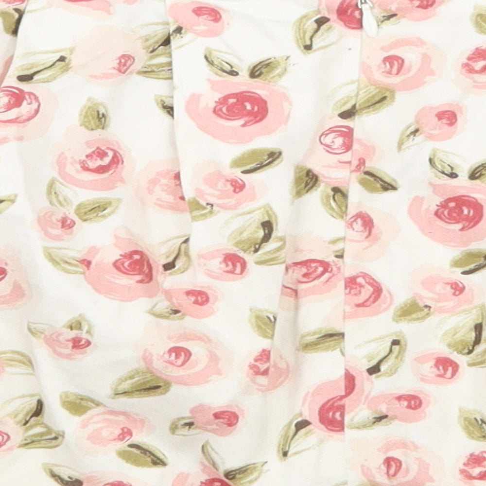 Topshop Womens White Floral Skater Skirt Size 6