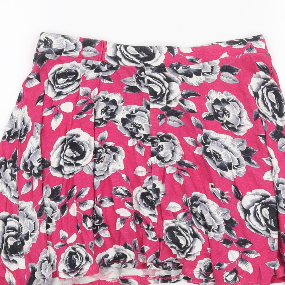 YD Girls Orange Floral Skater Skirt Size 10-11 Years