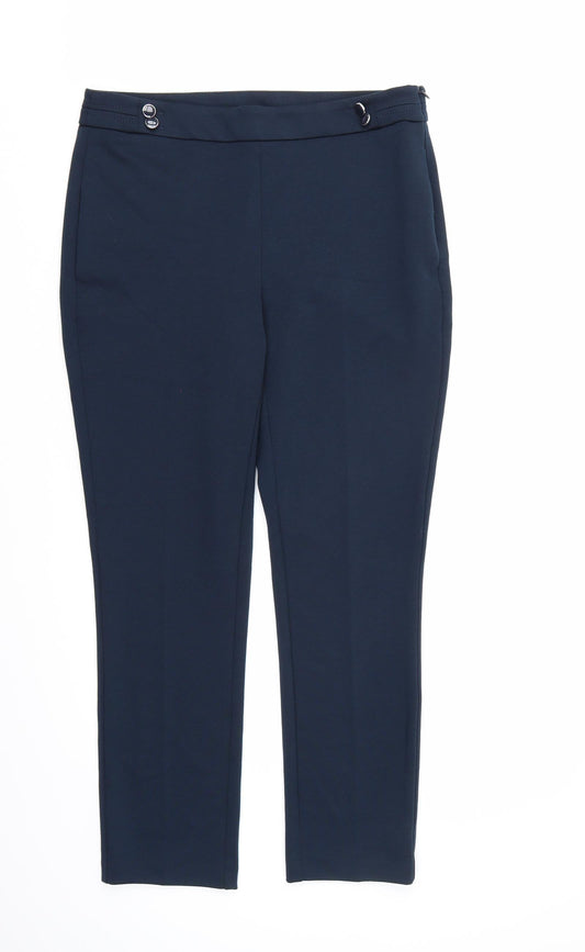 Womens UK Size 12 BHS Regular Fit Dress Pants Blue Trousers