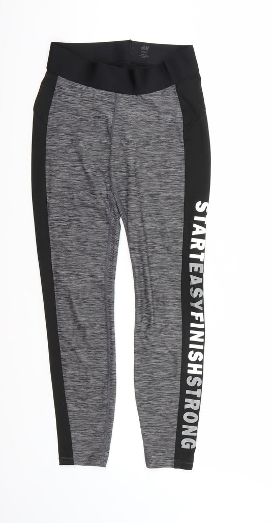 Womens UK Size S H&M Regular Fit Pedal Pusher Grey Leggings