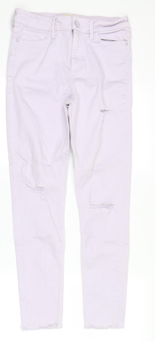 Womens UK Size 10 F&F Regular Fit Skinny Purple Jeans