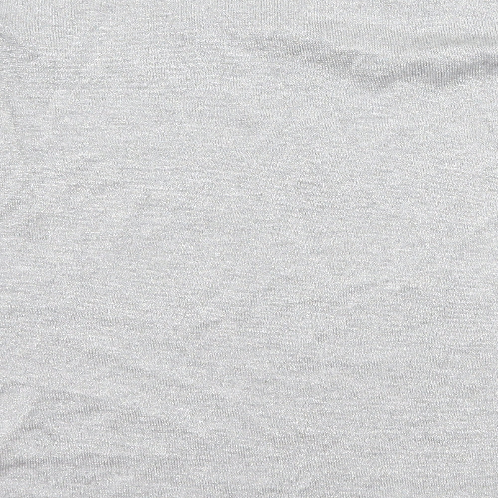 Womens UK Size S Preworn Silver Basic T-Shirt