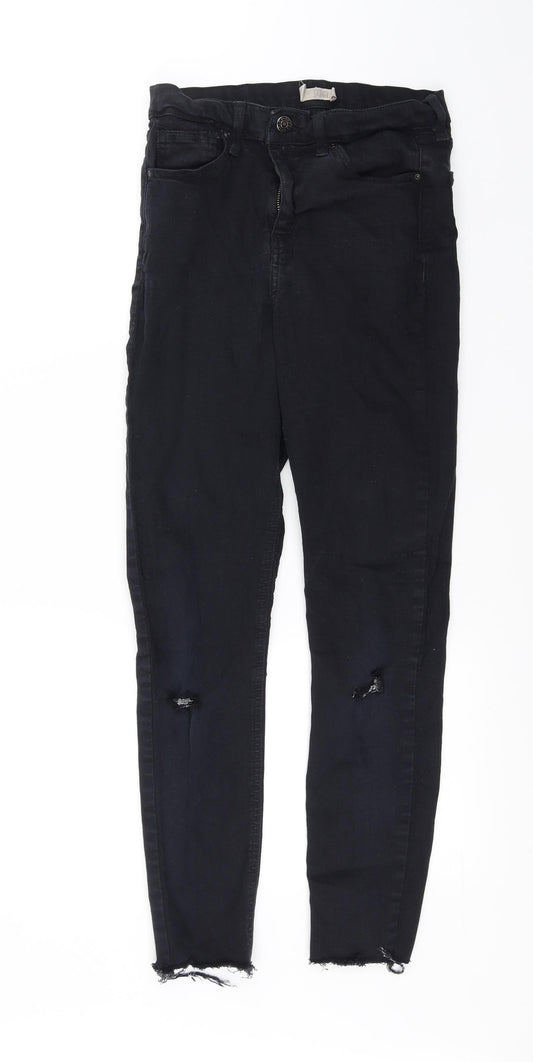 Womens UK Size 8 Topshop Regular Fit Straight Black Jeans