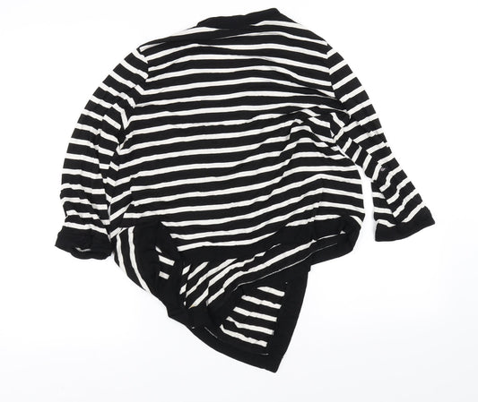 Wallis Womens Black Striped Cardigan Jumper Size 14
