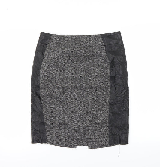 H&M Womens Black Herringbone Straight & Pencil Skirt Size 10