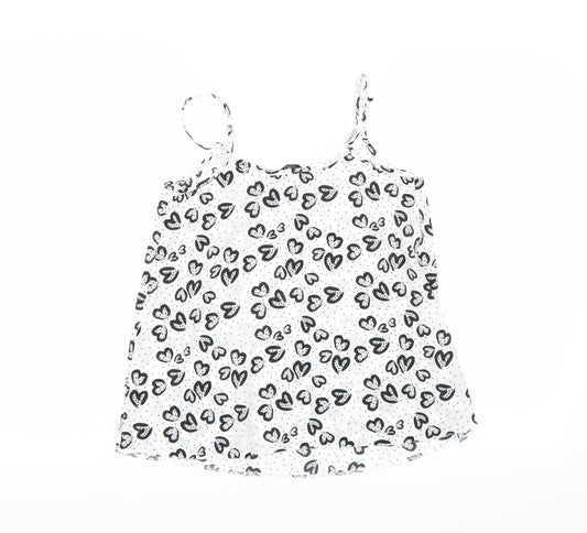 F&F Womens White Camisole T-Shirt Size 6 - heart print