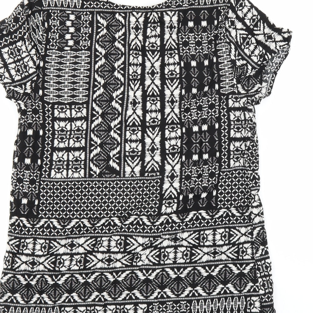 Matalan Womens Black Geometric Basic Blouse Size 8