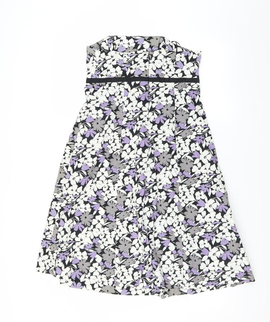 F&F Womens Purple Floral A-Line Size 10