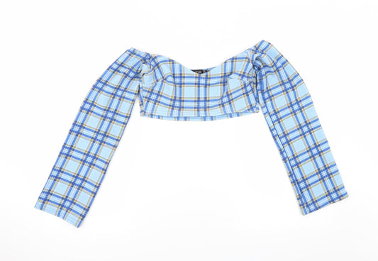 Womens UK Size 10 Boohoo Blue Cropped T-Shirt