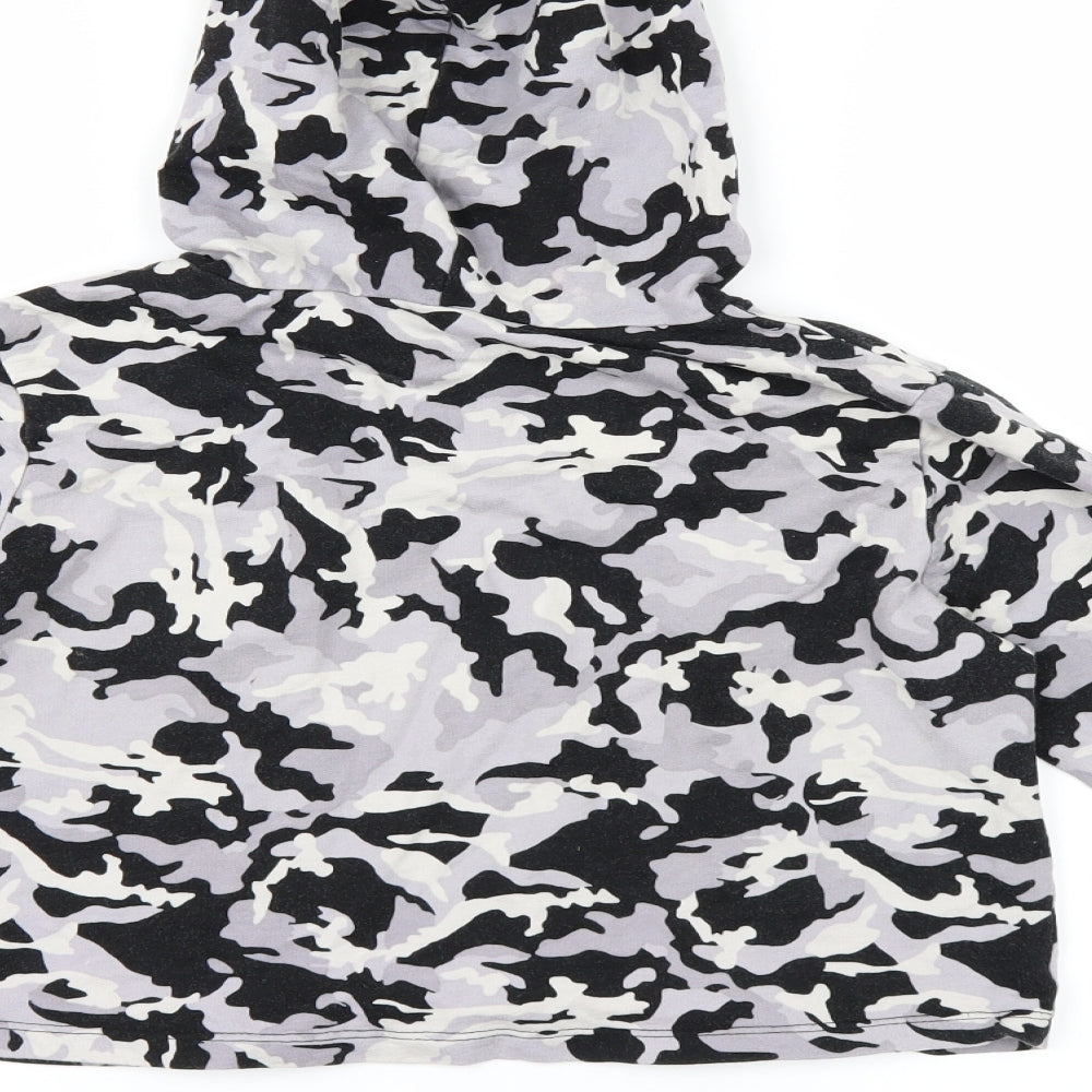 Select Womens Grey Camouflage Pullover Hoodie Size 10 - cropped hoodie