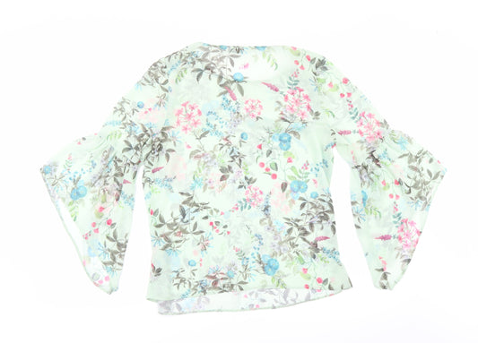 George Womens Green Floral Tunic Blouse Size 8