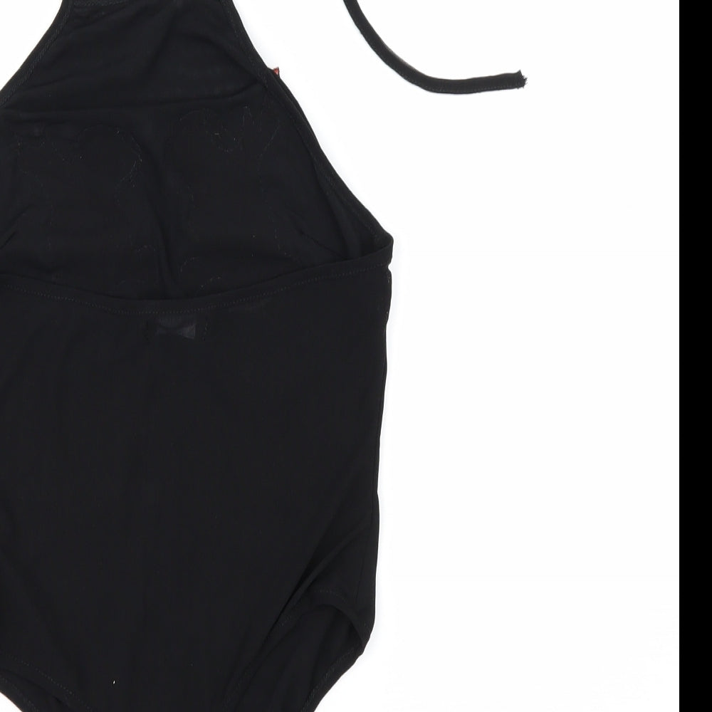 PRETTYLITTLETHING Womens Black Floral Bodysuit One-Piece Size 10