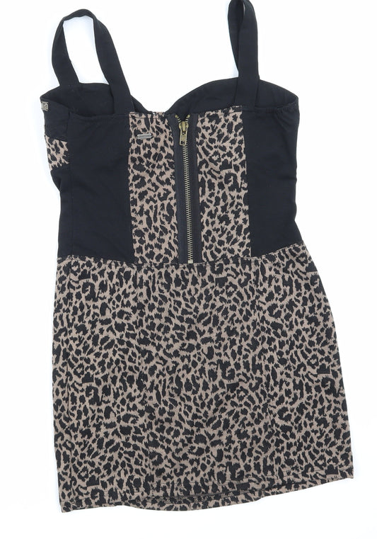 Crafted Womens Blue Animal Print Mini Size 10 - built in bra