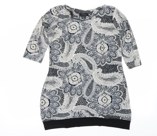 Additional front view of Atmosphere women’s black floral a-line, size UK 14
