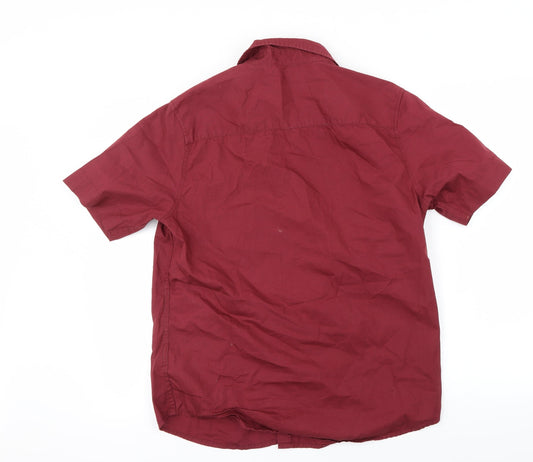 Mens UK Size M Industrialize Red Button-Up Short Sleeve Casual Shirt