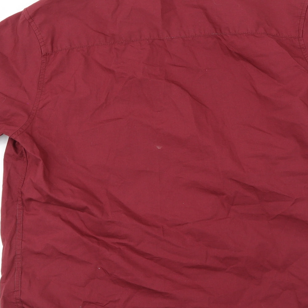 Mens UK Size M Industrialize Red Button-Up Short Sleeve Casual Shirt