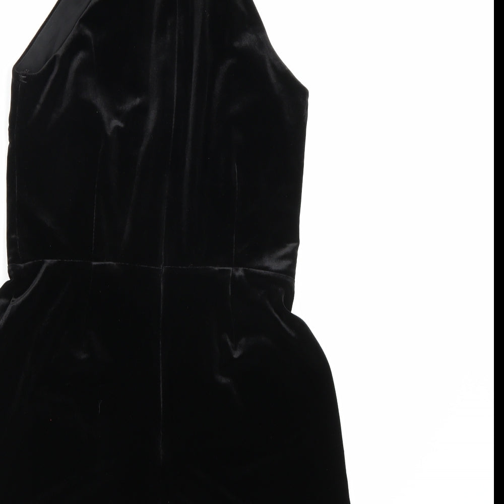 New Look Womens Black Velour Playsuit One-Piece Size 8 L3 in