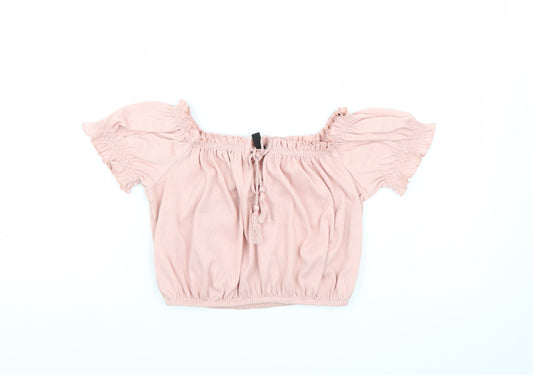 Womens UK Size S Divided by H&M Pink Cropped Tank