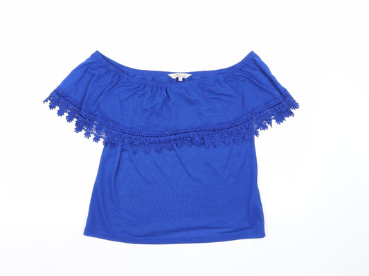 Womens UK Size 8 Peacocks Blue Basic Blouse