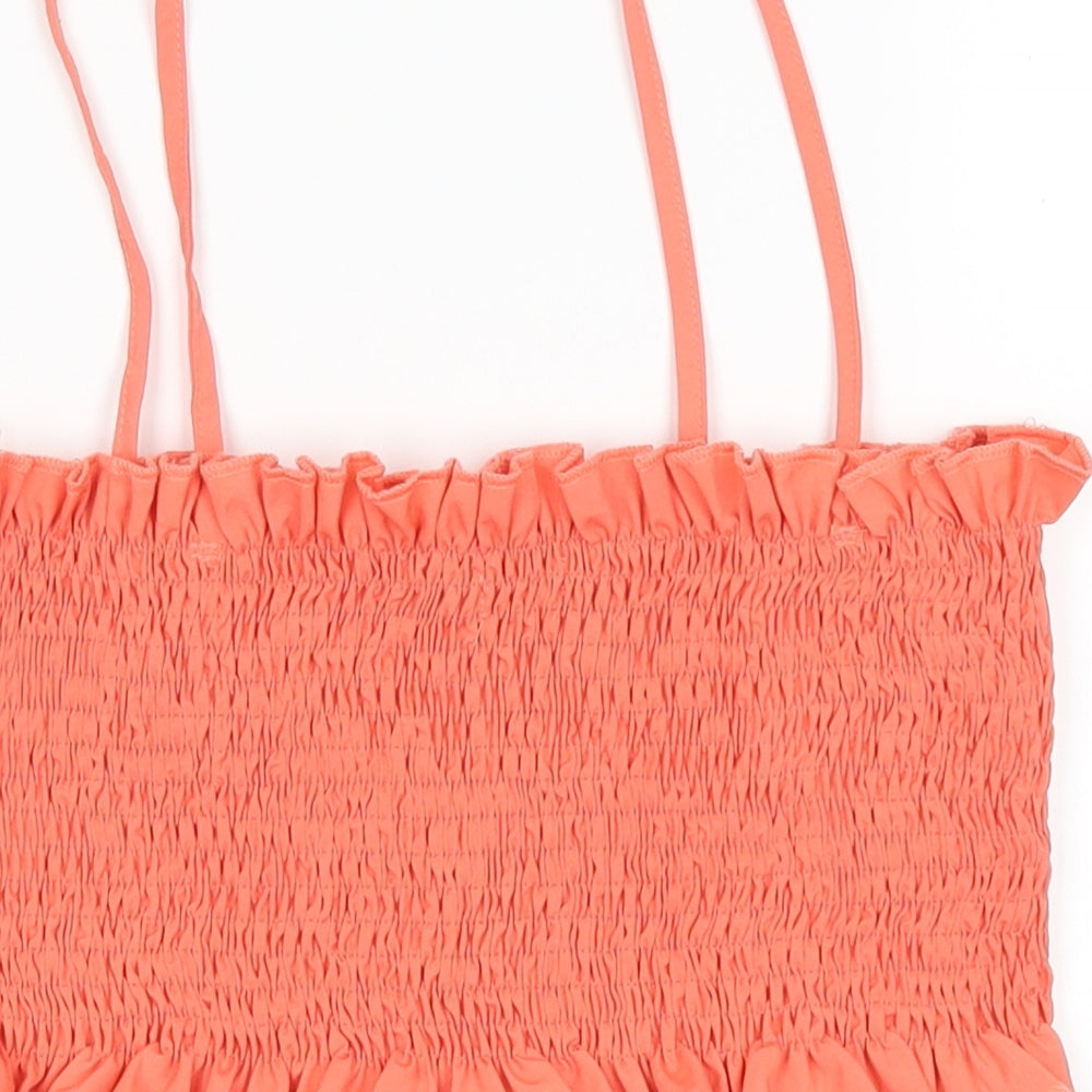 Womens UK Size 10 Boohoo Orange Cropped Tank
