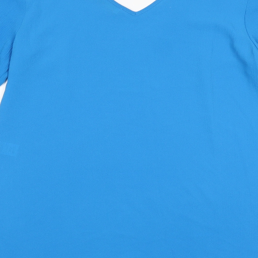Womens UK Size 10 Papaya Blue Basic Blouse