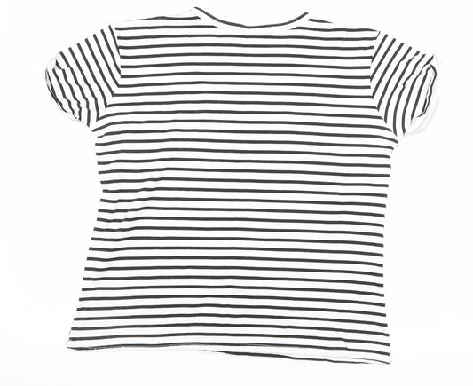 Quiz Womens Black Striped Basic T-Shirt Size 12 - amour