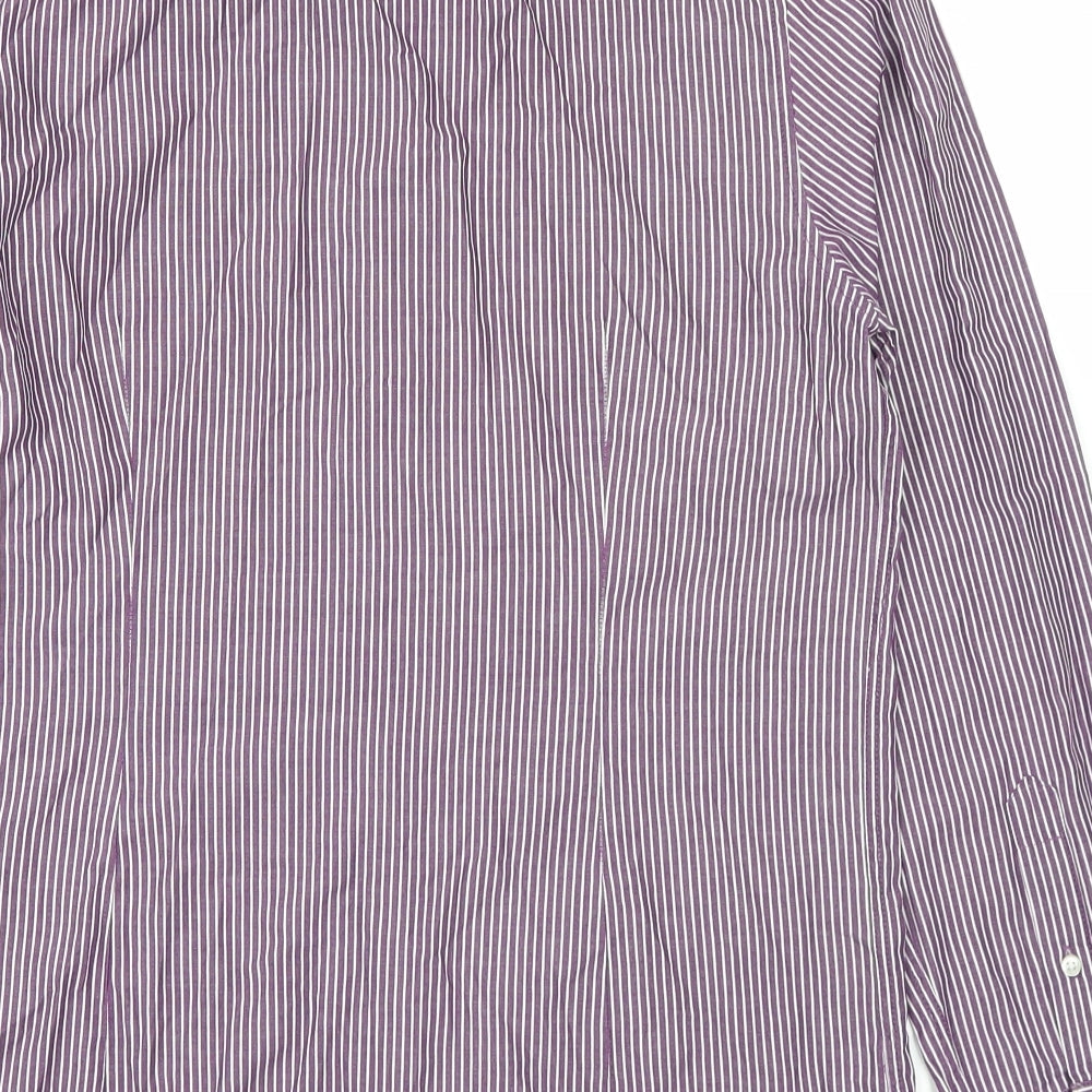Mens UK Size 14.5 Burton Purple Button-Up Long Sleeve Casual Shirt