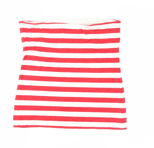 George Womens Red Striped Basic Blouse Size 12
