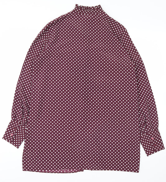 Primark Womens Purple Polka Dot Basic Button-Up Size 12