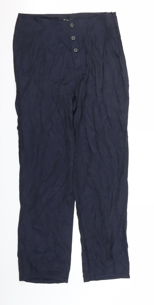 Womens UK Size L Shein Regular Fit Dress Pants Blue Trousers