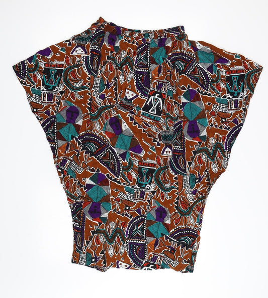 Copperob Womens Multicoloured Geometric Swing Skirt Size 10