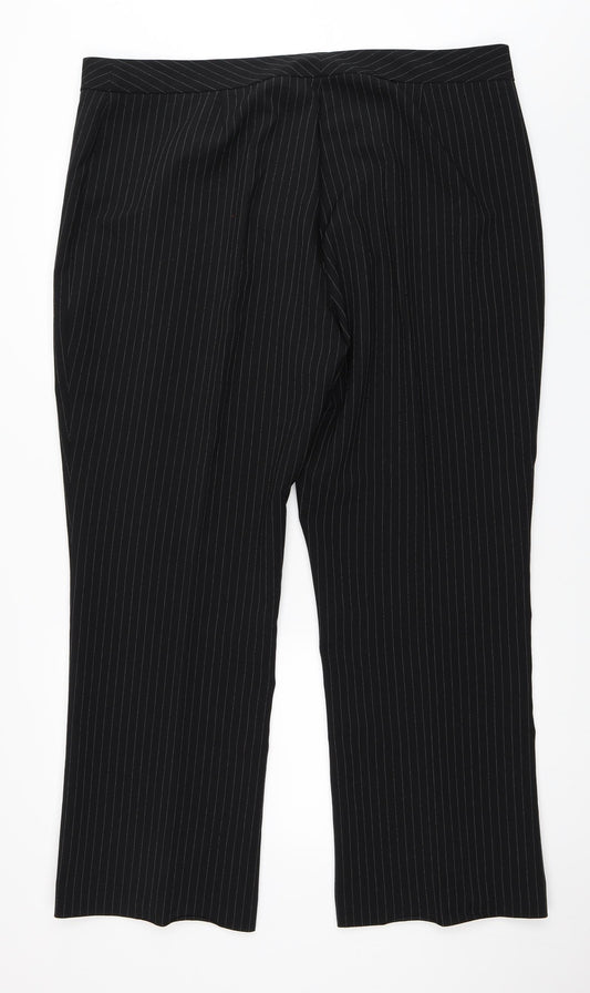 Womens UK Size 22 Agenda Regular Fit Black Trousers