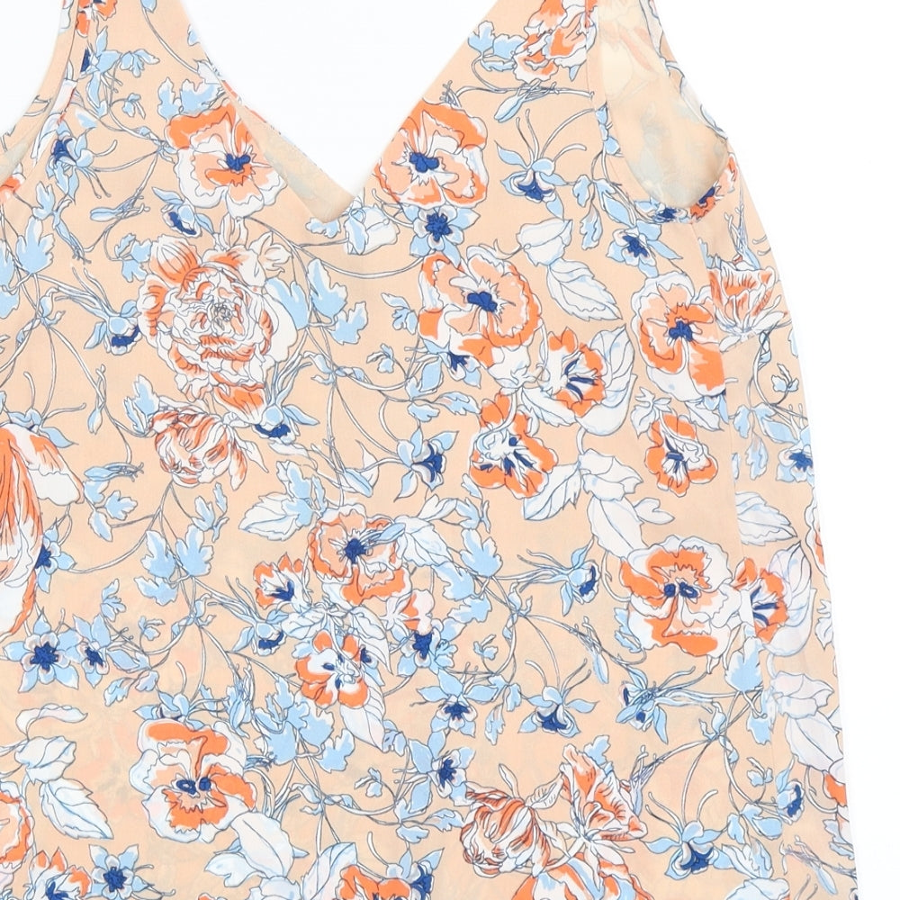 Papaya Womens Orange Floral Camisole T-Shirt Size 8