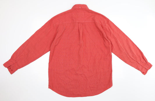 Mens UK Size L Cooper Pink Button-Up Long Sleeve Casual Shirt