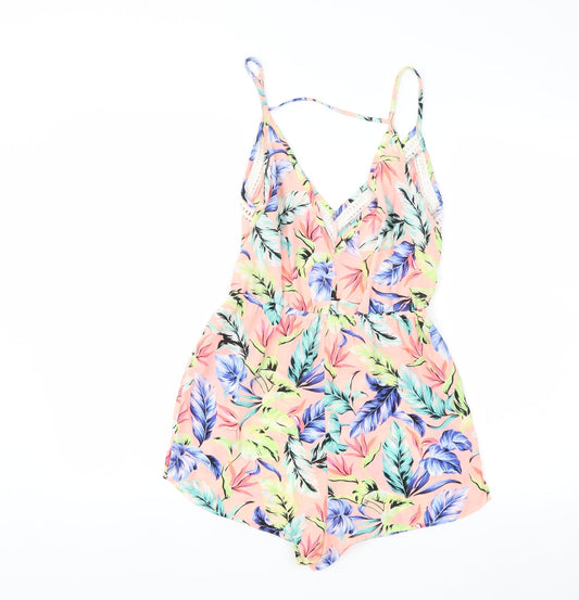 New Look Womens Pink Floral  Jumpsuit One-Piece Size S