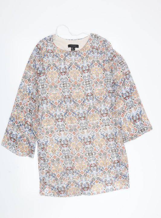 Additional front view of Atmosphere women’s white paisley shift, size UK 8