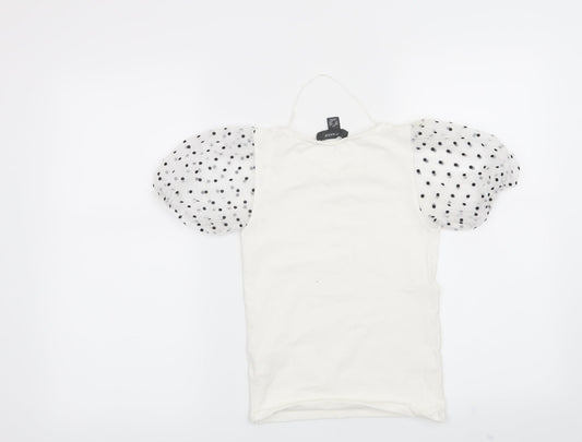 Primark Womens White Polka Dot Basic Blouse Size 4