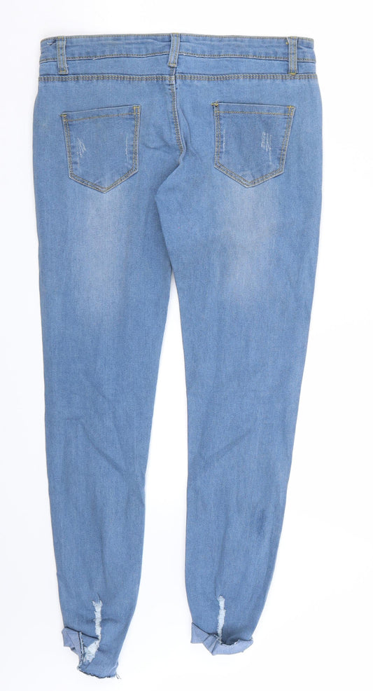 Womens UK Size 30 Preworn Regular Fit Cropped Blue Jeans
