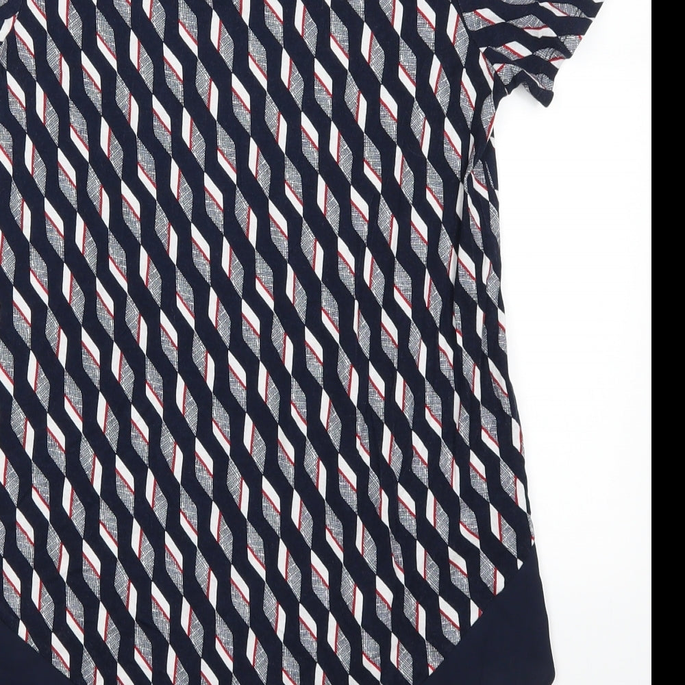 TU Womens Blue Geometric Basic T-Shirt Size 8