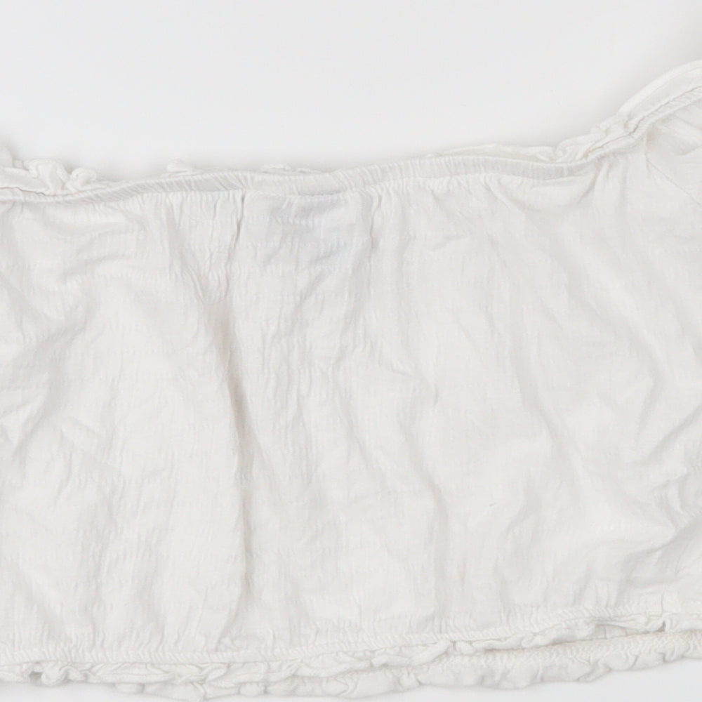 Womens UK Size 8 New Look White Cropped Blouse