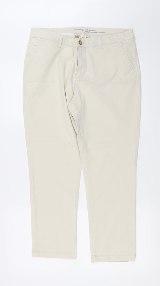 Womens UK Size 10 Gap Regular Fit Straight White Jeans