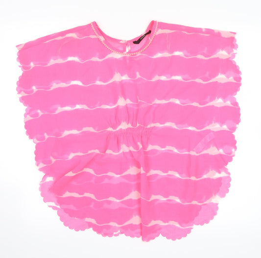 George Womens Clear Striped Kimono Blouse Size M - Pink seethrough