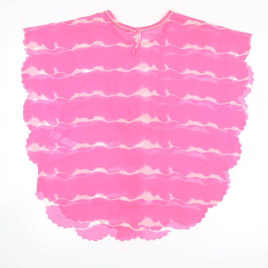 George Womens Clear Striped Kimono Blouse Size M - Pink seethrough