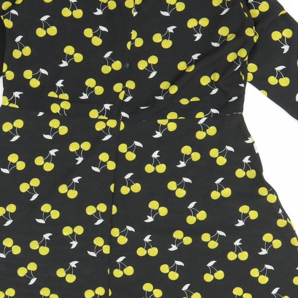 Boohoo Womens Black Polka Dot Fit & Flare Size 10