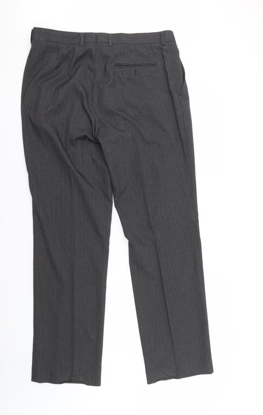 Taylor & Wright Mens Grey Striped Dress Pants Trousers Size S L31 in
