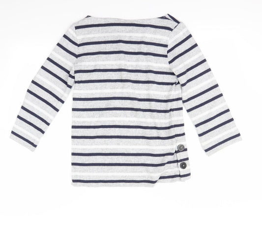 Nutmeg Womens Grey Striped Pullover Jumper Size 8