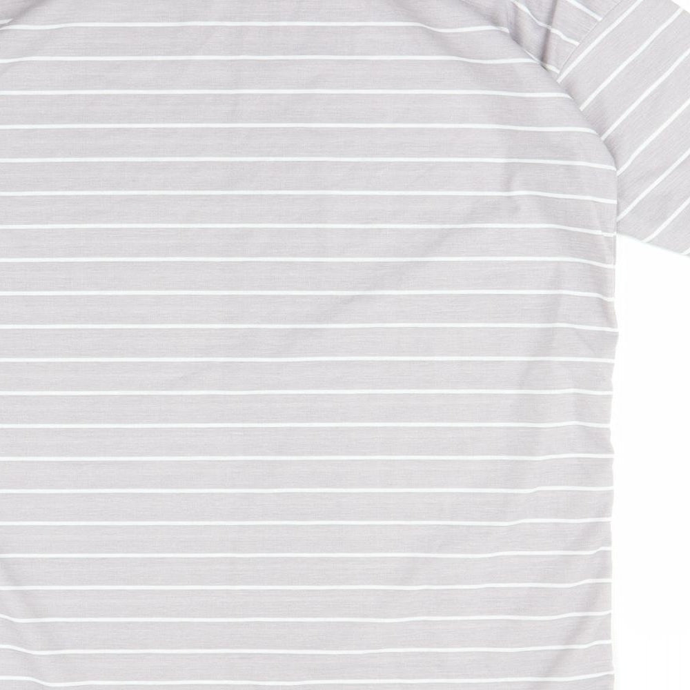Prettylitlething Womens Grey Striped Basic T-Shirt Size 8