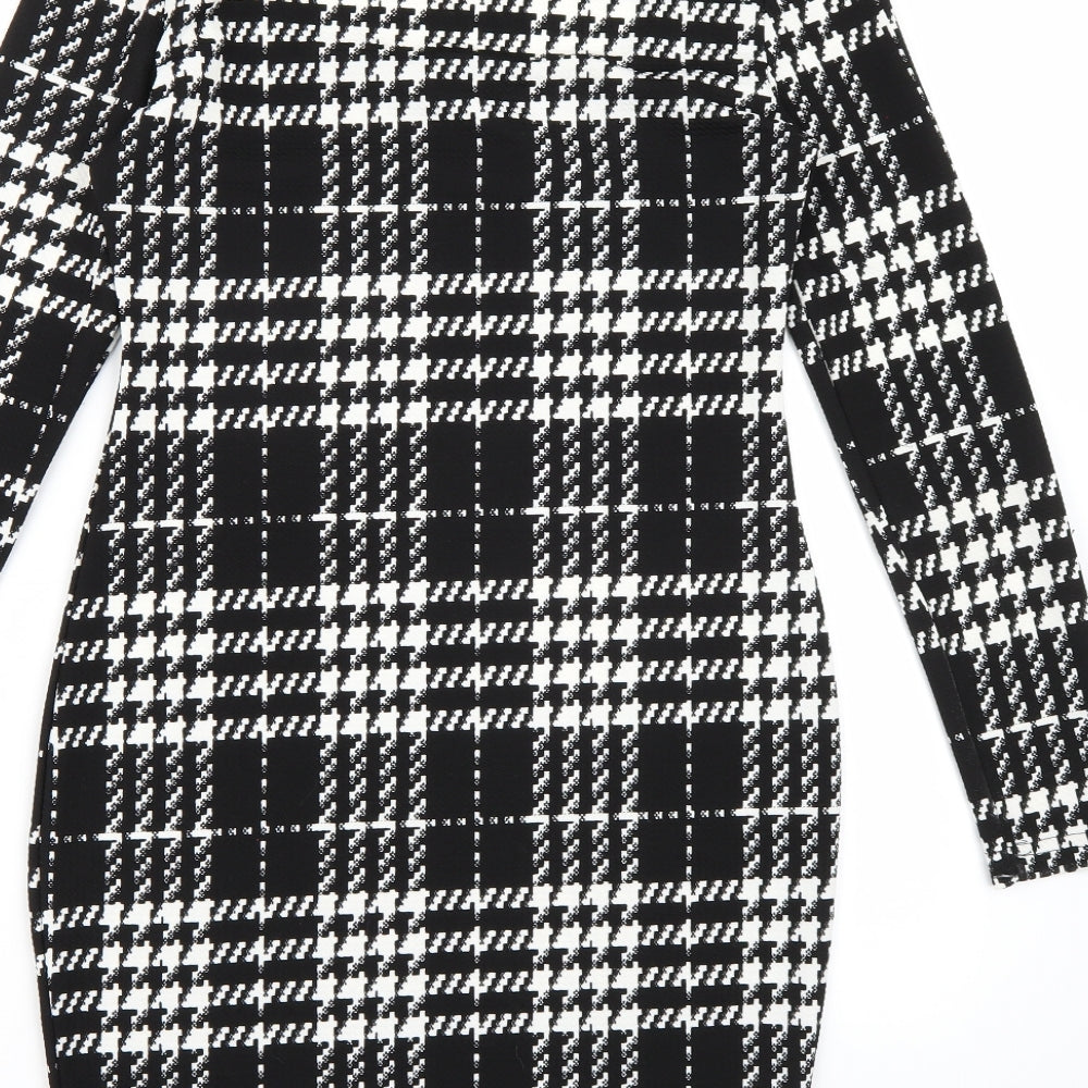 SheIn Womens Black Check A-Line Size M