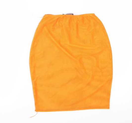 PRETTYLITTLETHING Womens Orange  Mesh Straight & Pencil Skirt Size 10