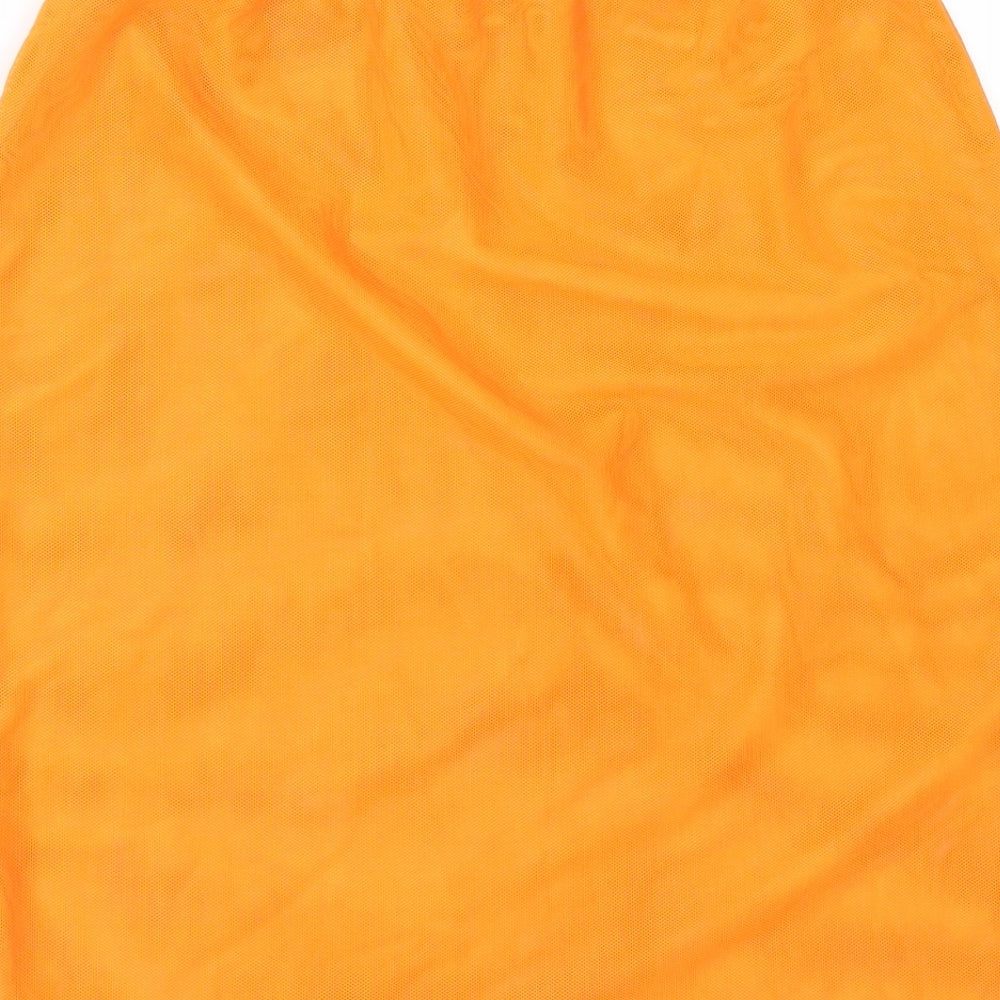 PRETTYLITTLETHING Womens Orange Mesh Straight & Pencil Skirt Size 10